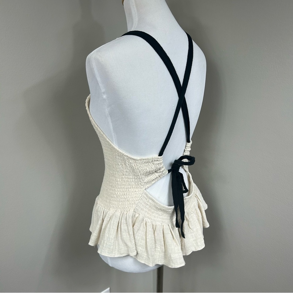 Miou Muse open back sleeveless western style top Sz L